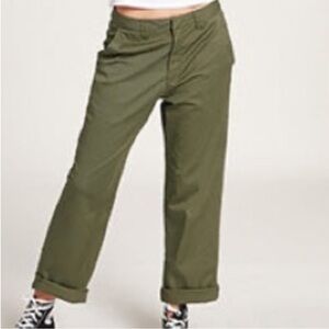 Volcom 30 Pants So Chickie High Waist Pants in Moss Green pockets belt loops NWT